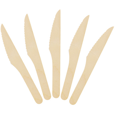 Pack Of 100 x Wooden Disposable Knives - Strong & Eco-Friendly